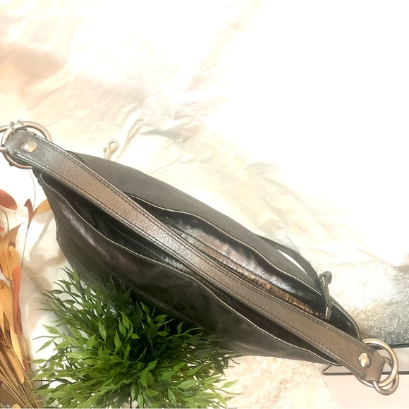 Coach 100% genuine leather silver convertible Large shoulder Bag crossbody hobo - Picture 4 of 13